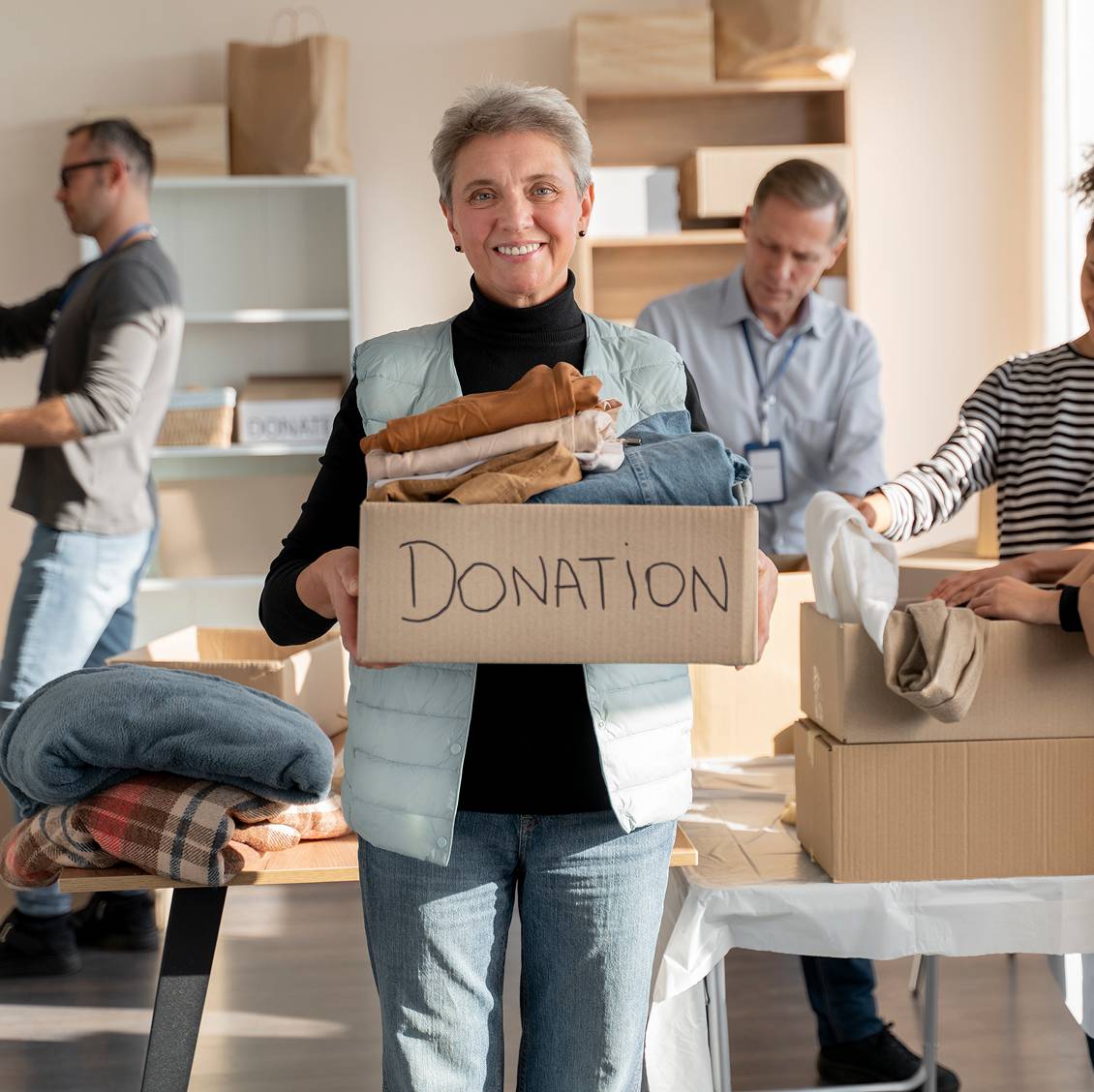 Elder Woman Donating